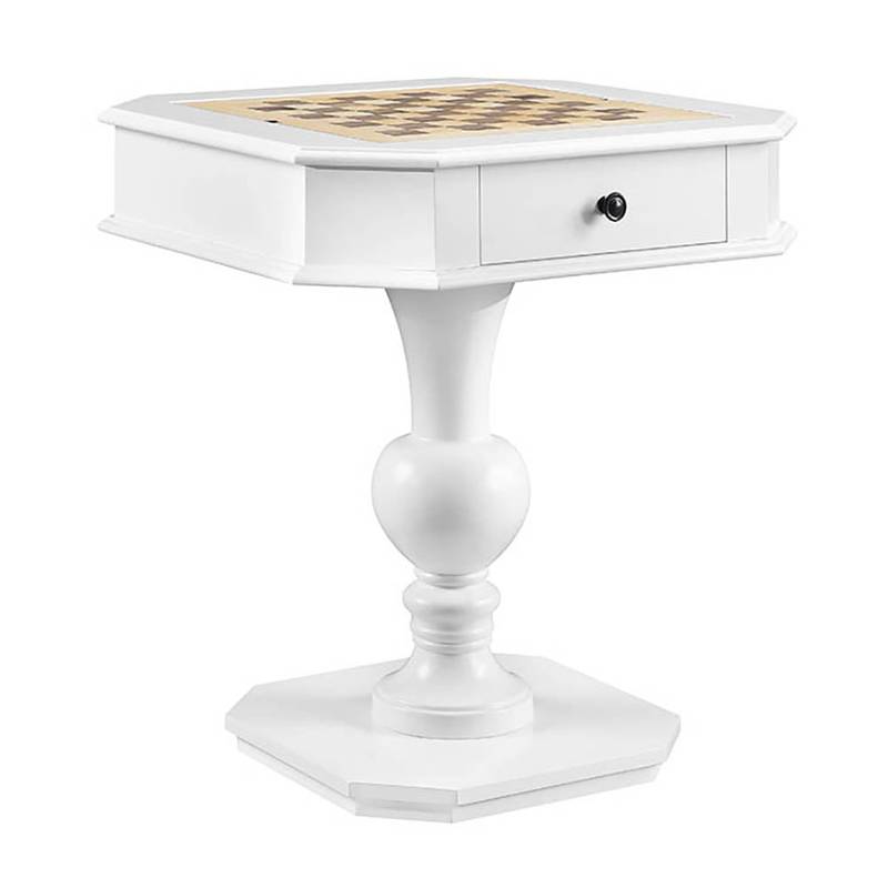 Chic White Game Table with Dual Storage