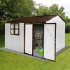 Chic White and Coffee Garden Shed with Windows