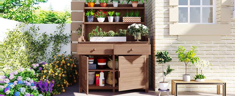 TOPMAX Garden Potting Station - Stylish & Functional Workbench