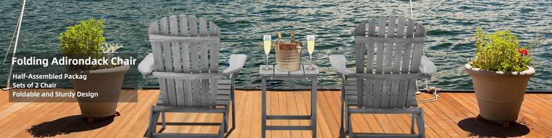 Cedar Folding Adirondack Lounge Chairs - Set of Two