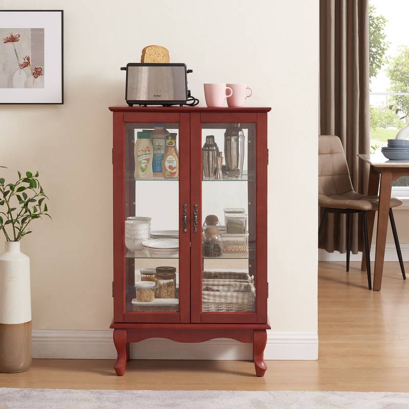 Charming Lighted Curio Cabinet with Glass Doors