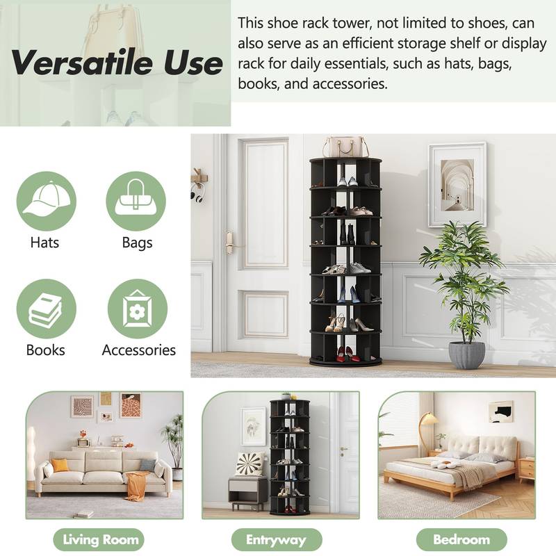 Spinning Shoe Tower - Stylish 7-Tier Organizer