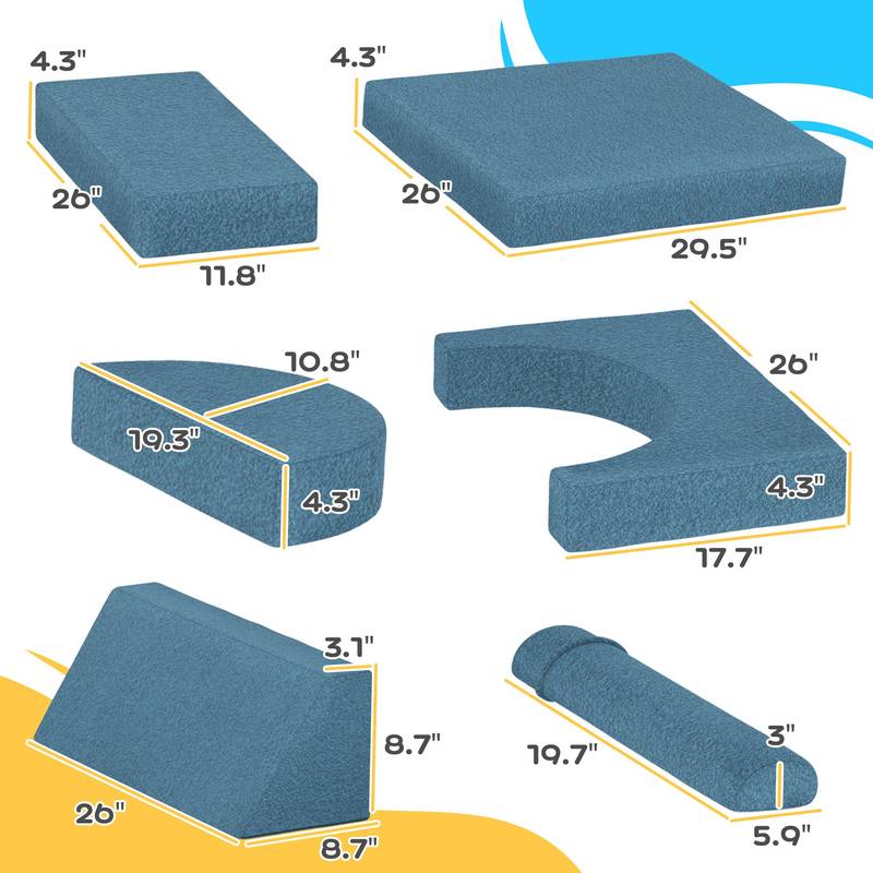 Cozy Modular Kids Couch Set in Blue