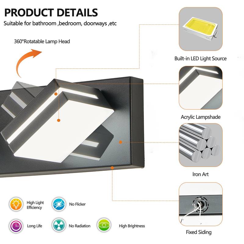 Sleek Black LED Bathroom Vanity Light