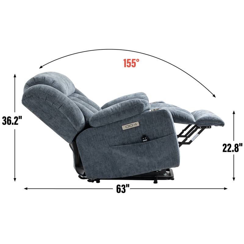 Cozy Power Lift Recliner with Massage & Heat - Heavy Duty Comfort in Blue
