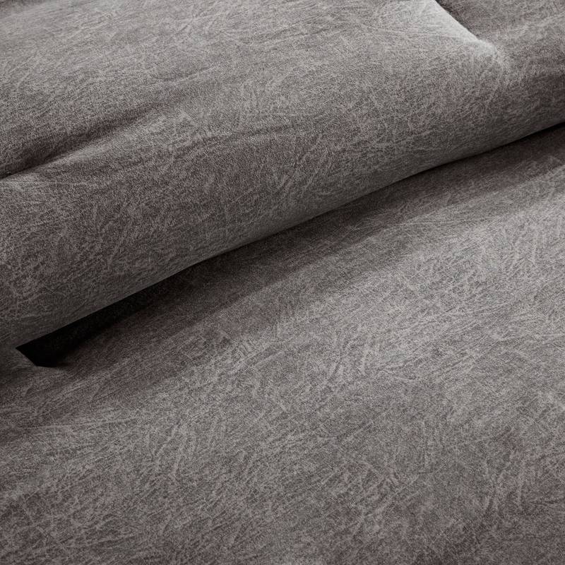 Cozy Grey Faux Suede King Comforter Set
