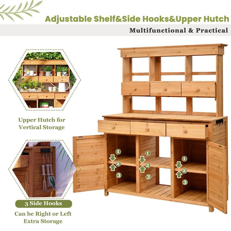 TOPMAX Tall Garden Potting Bench & Storage Station