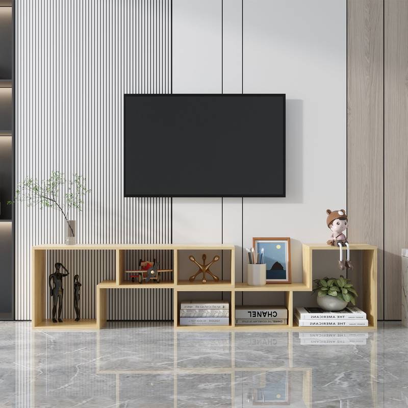 Chic Oak L-Shaped TV Stand & Bookcase