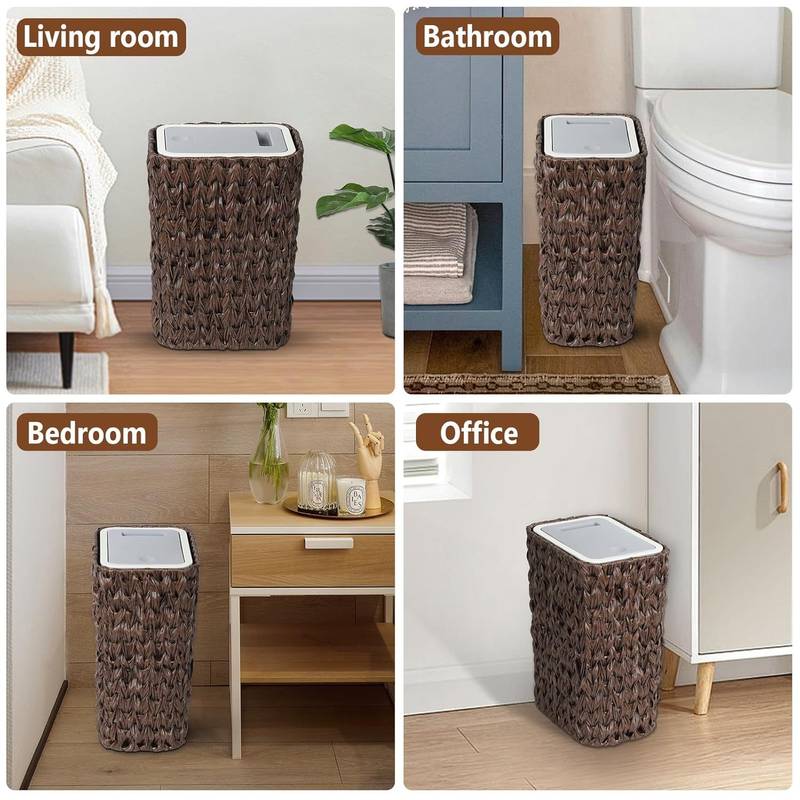 Chic Wicker Trash Can with Lid