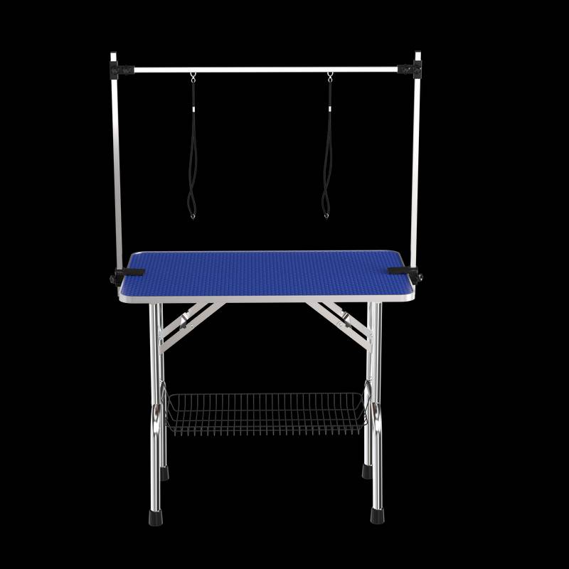 Pet Grooming Station with Adjustable Arm – Heavy-Duty Blue Table