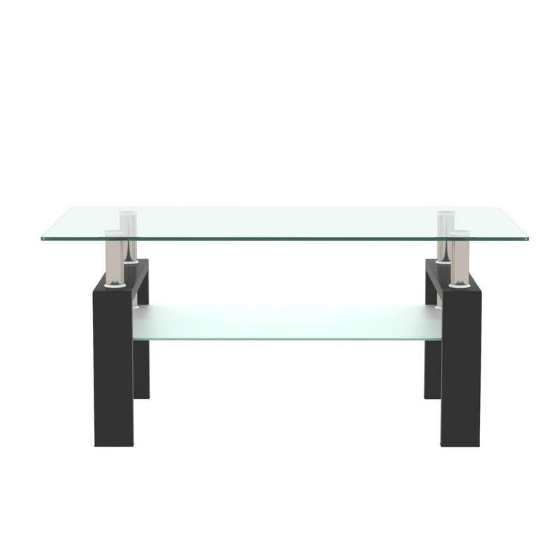 Sleek Black Glass Coffee Table for Modern Living Rooms