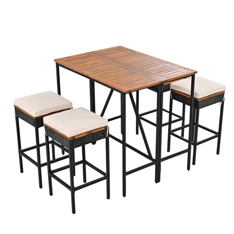 Cozy Acacia Bistro Set with Cushions