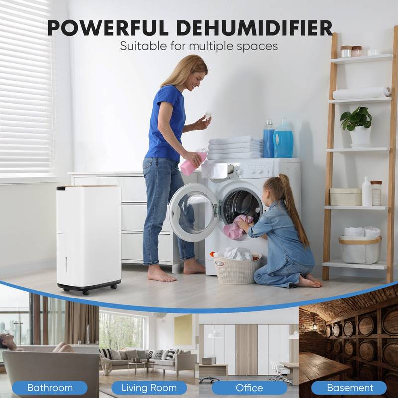 Ultimate Basement Dehumidifier with Drain Hose - Powerful Moisture Control for Home and Beyond