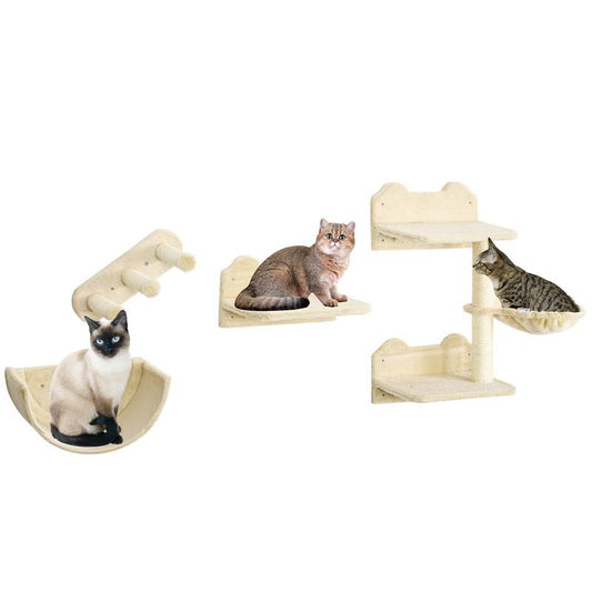 Cozy Cat Wall Set: Shelves, Perches & Hammock