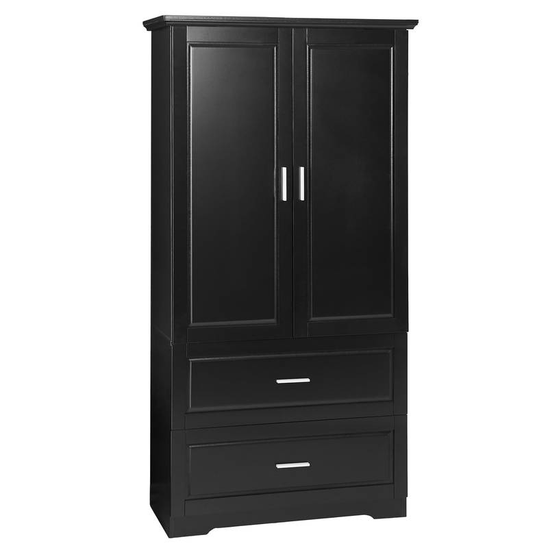 Sleek Black Bathroom Storage Cabinet with Adjustable Shelves