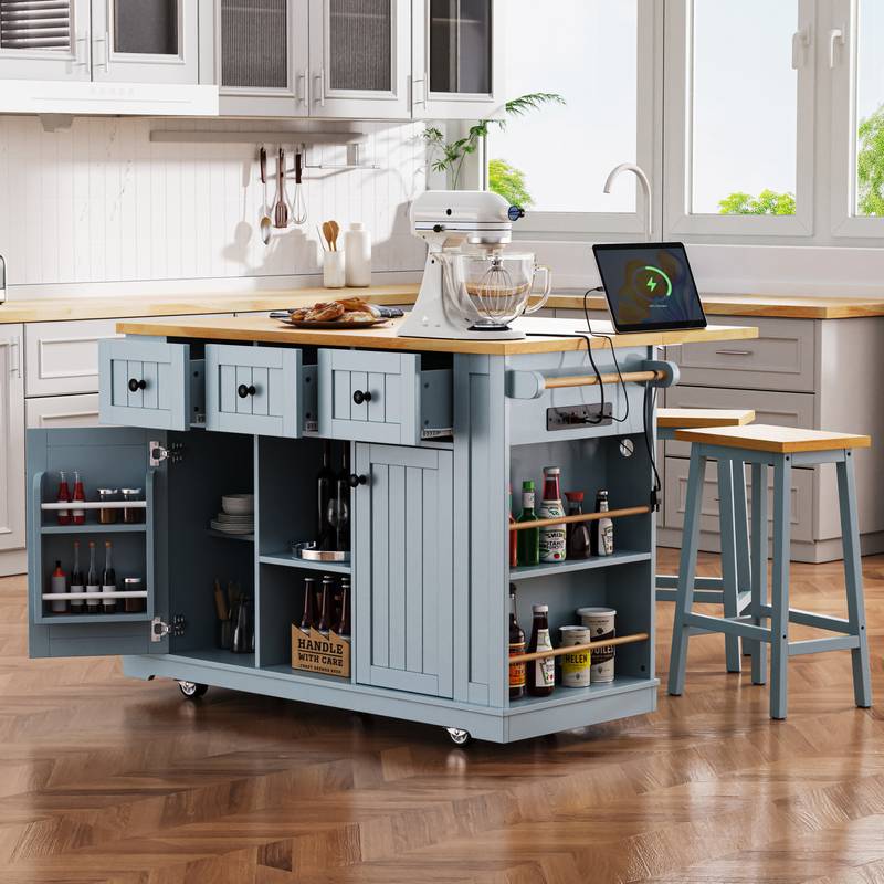 Versatile Rolling Kitchen Island with Drop Leaf & Storage
