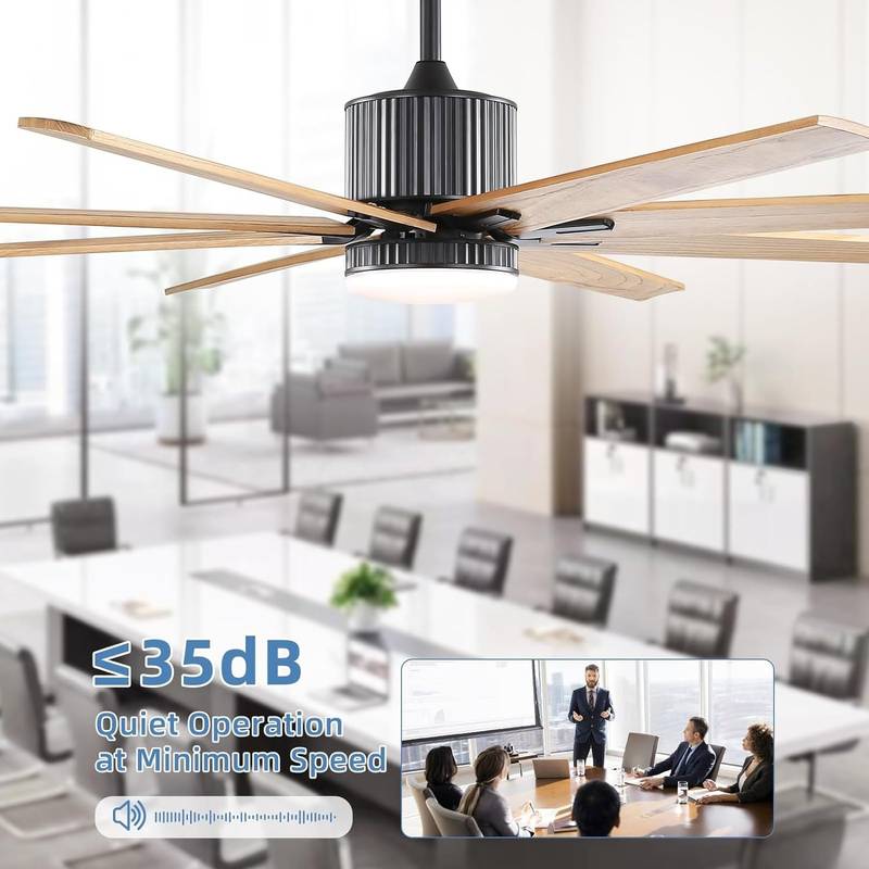 Sleek Black Ceiling Fan with Remote & Dimmable LED Light