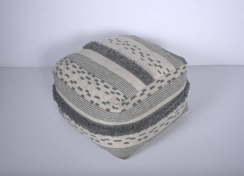 Cozy Ivory Grey Pouf