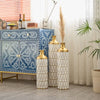 Chic Droplet Trio: Modern White Metal Vases