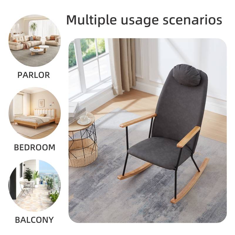 Cozy Rocking Chair with Adjustable Headrest