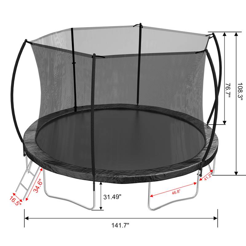 JumpJoy Trampoline with Enclosure & Ladder