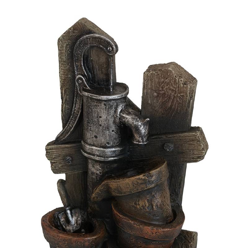 Charming Antique Pump Water Fountain with LED Glow