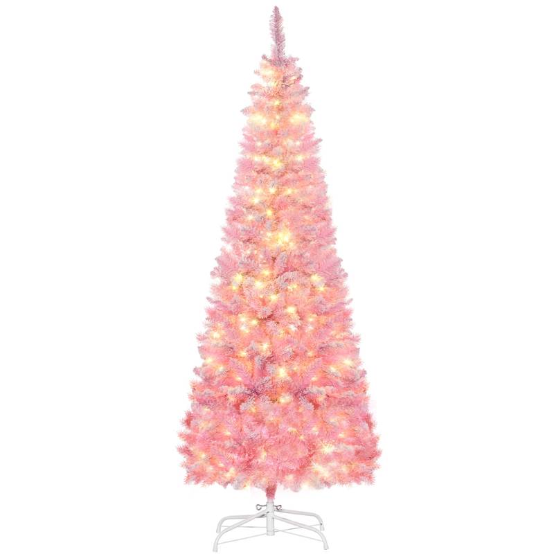 Charming Snowy Pencil Christmas Tree with Warm Lights