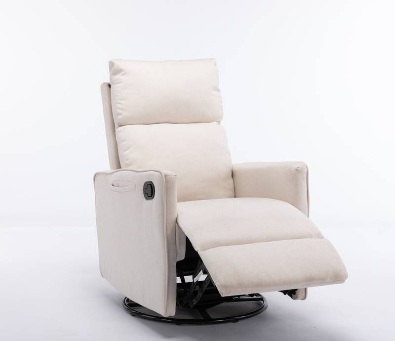Cozy Beige Swivel Rocker Glider Chair