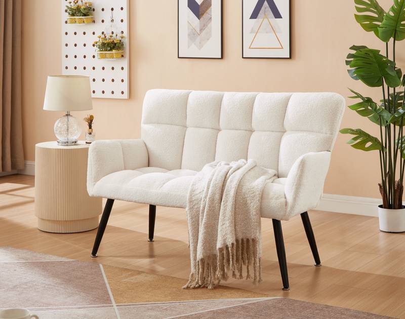 Cozy Quilted White Loveseat for Small Spaces