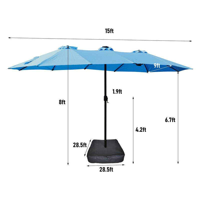 Blue Double-Sided Patio Umbrella - Spacious & Stylish Shade Solution!