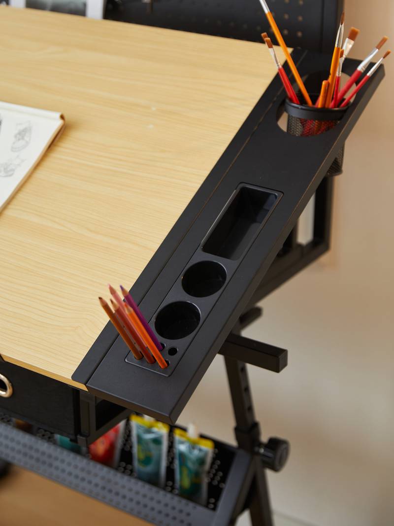 Versatile Drafting Desk with Perforated Panel