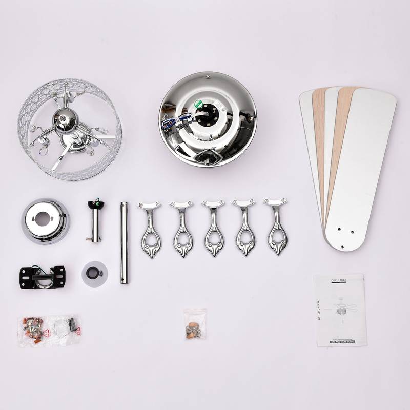 Chic Chrome Ceiling Fan with Pull Chain