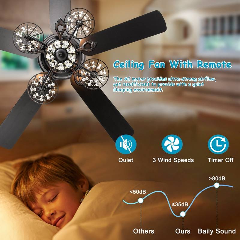 Glam Breeze Crystal Chandelier Fan