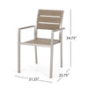 Stylish Outdoor Aluminum Dining Chairs with Natural Wood Look - Set of Two