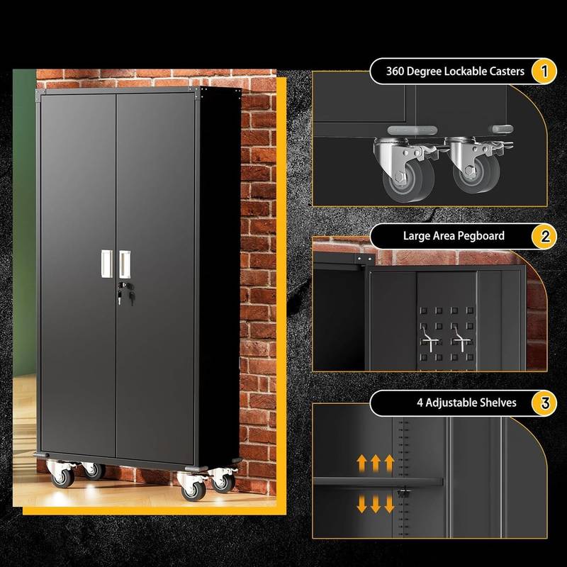 Secure & Stylish Storage Cabinet with Wheels
