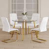 Chic Glass Dining Set with White Upholstered Chairs