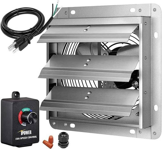 Powerful Wall-Mounted Exhaust Fan with Speed Control for Attics and Garages