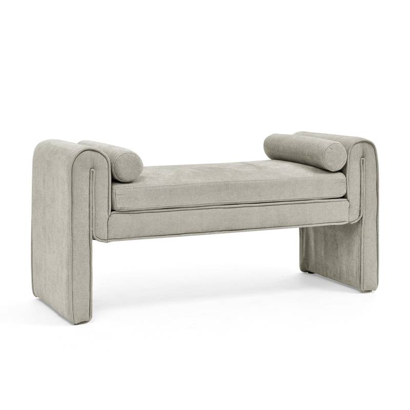 Cozy Gray Linen Bench