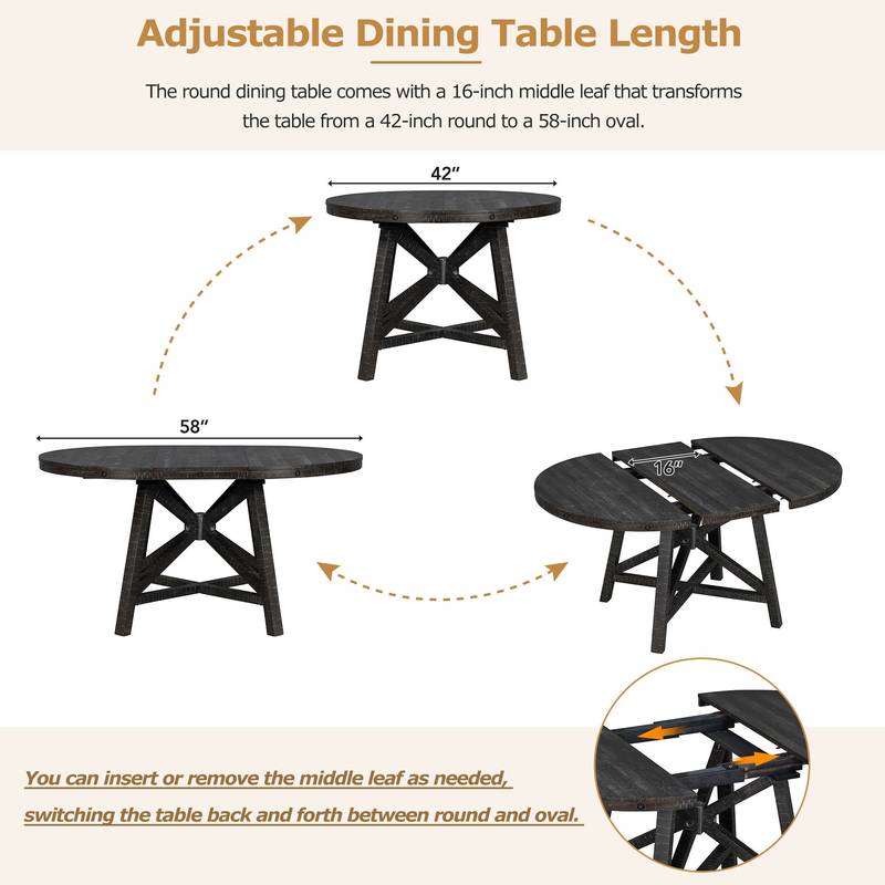Retro Chic Dining Set with Expandable Table and Cozy Chairs