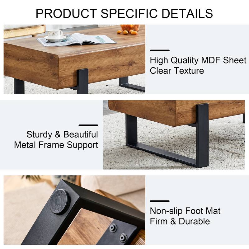 Chic Rustic Coffee Table with Metal Legs