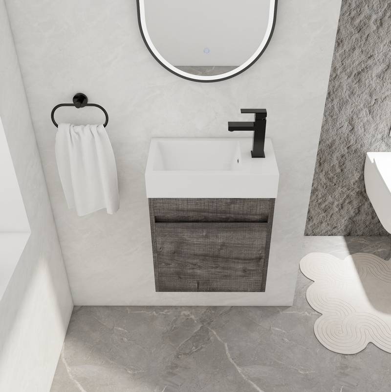 Elegant Wall-Mounted Vanity with Soft-Close Cabinet and Sleek Sink