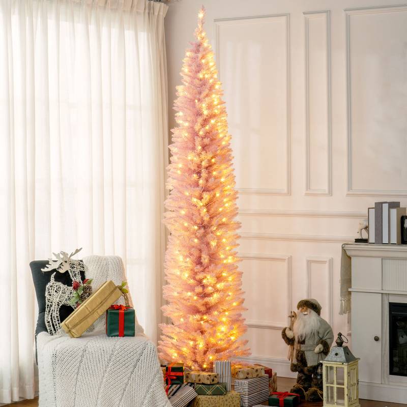Cozy Pink Pre-Lit Slim Christmas Tree