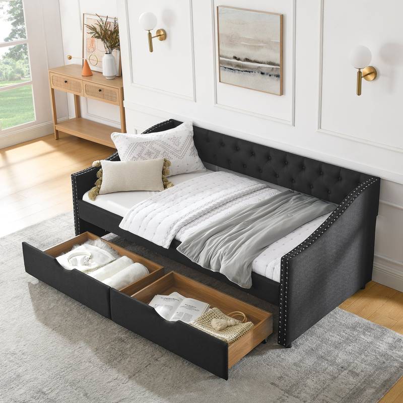 Cozy Twin Daybed with Stylish Drawers
