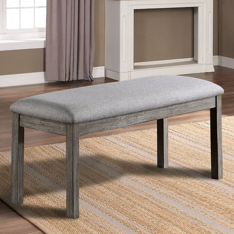 Chic Gray Padded Dining Bench
