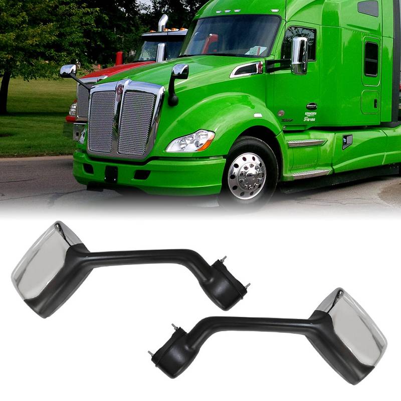 Shiny Chrome Hood Mirrors for Kenworth & Peterbilt