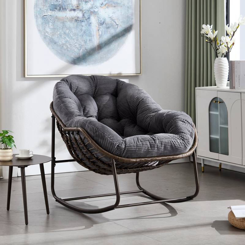 Cozy Rattan Rocker Chair for Outdoor Relaxation