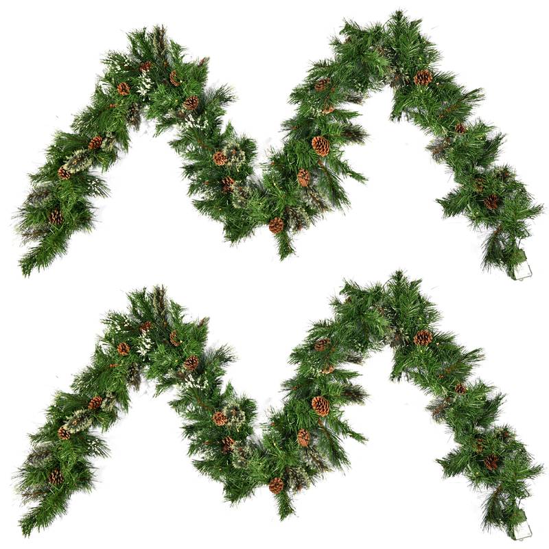 Cozy Cashmere Garland with Pine Cones & Warm LED Lights