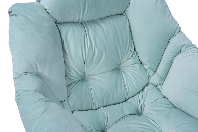 Chic Green Lounge Chair with Ottoman & Side Pocket