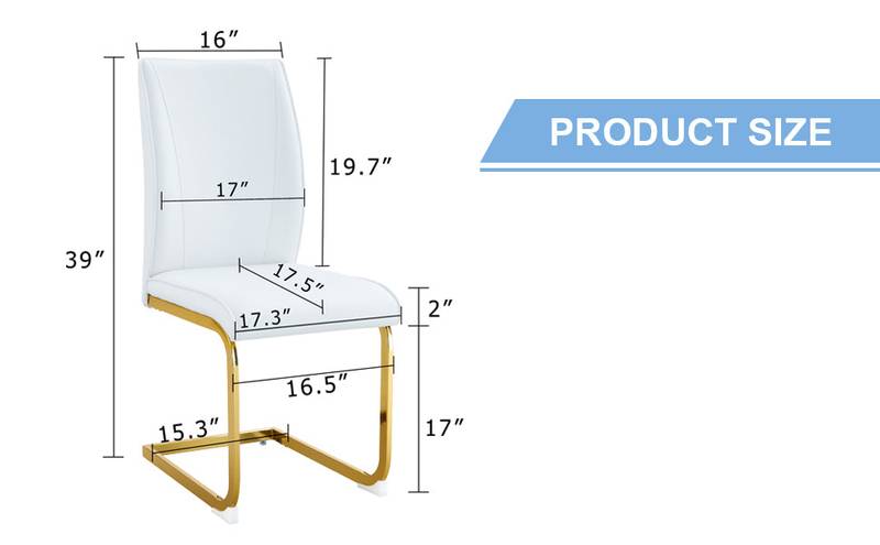 Elegant Arch Dining Chairs - Set of 4 White with Gold Legs