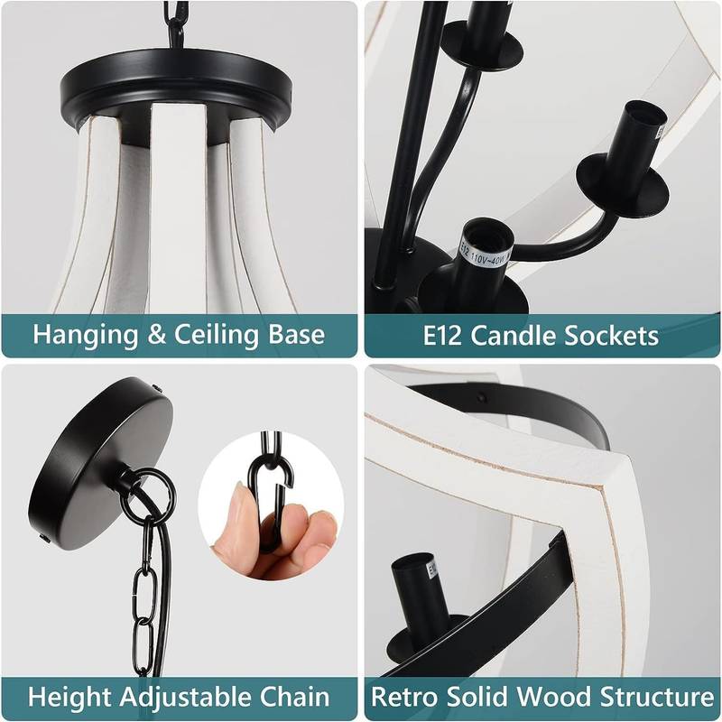 Sleek White Wooden Chandeliers